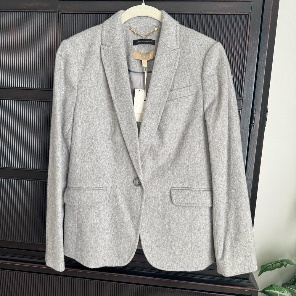 Talbots Light Gray Italian Woven Blazer NWT